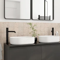 GoodHome Carreau en travertin sol et mur L.10 x l.10 cm x ép.10 mm, Travertino- Travertin