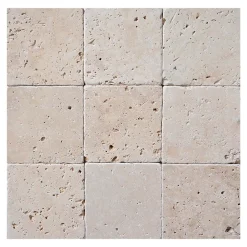GoodHome Carreau en travertin sol et mur L.10 x l.10 cm x ép.10 mm, Travertino- Travertin
