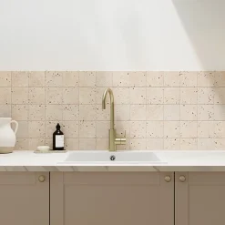 GoodHome Carreau en travertin sol et mur L.10 x l.10 cm x ép.10 mm, Travertino- Travertin