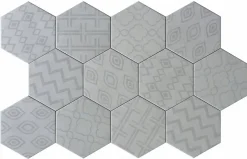 Lux Mosaic Carrelage Sol Effet Carreaux De Ciment<Carreau Hexagonal Effet Ciment. Grès Cérame Sol et Mur. Décor Custom Gris 14x16cm