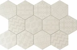 Lux Mosaic Carrelage Sol Effet Carreaux De Ciment|Carrelage Sol Pour Cuisine<Carreau Hexagonal Effet Ciment. Grès Cérame Sol et Mur. Décor Custom Ivoire 14x16cm