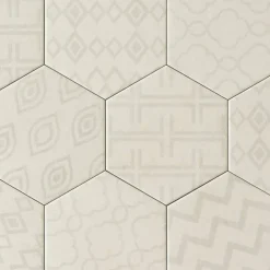 Lux Mosaic Carrelage Sol Effet Carreaux De Ciment|Carrelage Sol Pour Cuisine<Carreau Hexagonal Effet Ciment. Grès Cérame Sol et Mur. Décor Custom Ivoire 14x16cm
