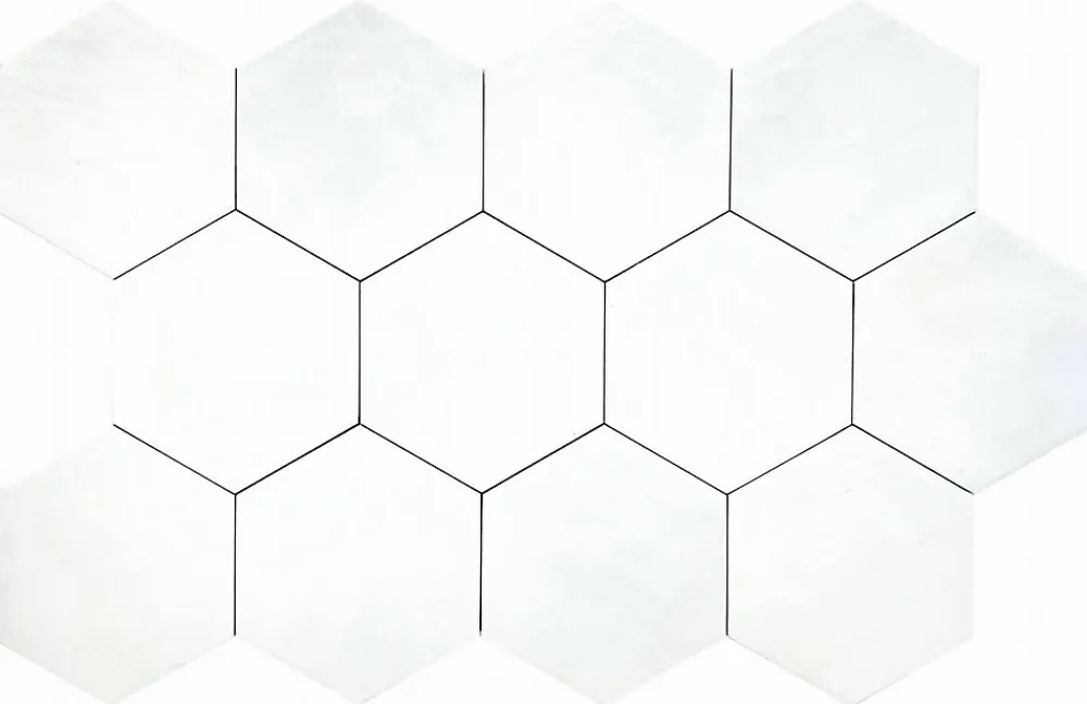 Lux Mosaic Carreau Hexagonal en Grès Cérame Effet Ciment. Série Denia Blanc 14x16 cm- Carrelage Sol Pour Salle De Bains