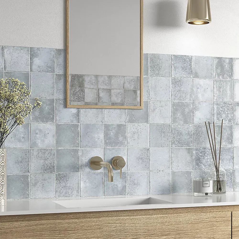 Lux Mosaic Carreau Mural Intérieur/Extérieur Brillant. Nissel Gris 12x12 cm- Faïence Pour Cuisine|Faïence Pour Salle De Bains