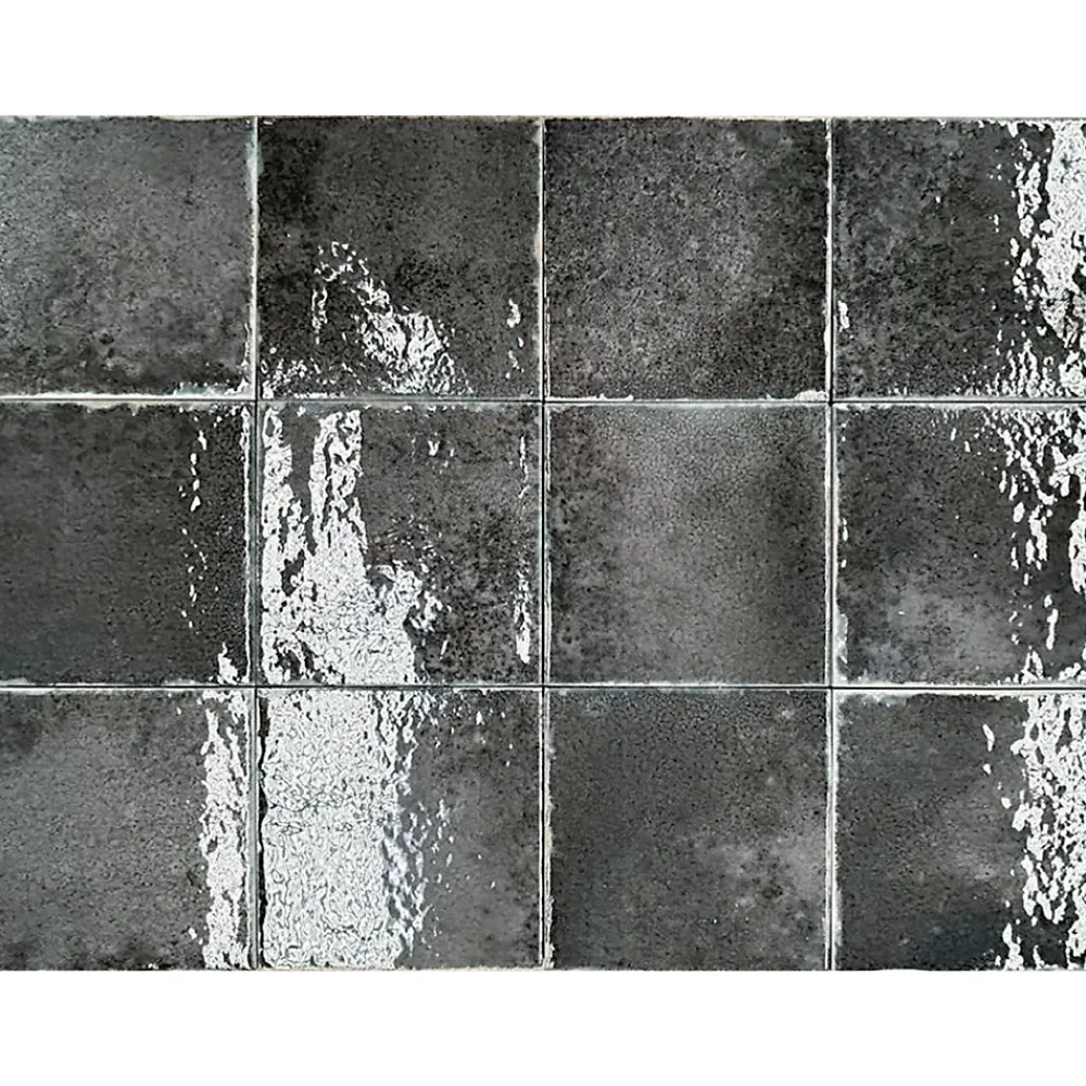Lux Mosaic Carreau Mural Intérieur/Extérieur Brillant. Nissel Noir 12x12 cm- Faïence Pour Salle De Bains|Faïence Pour Pièce À Vivre
