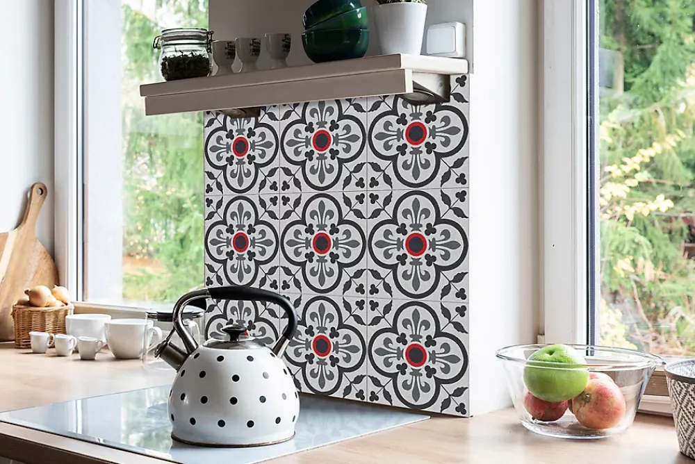 Tulup Dalle Et Lame Pvc<Carreaux vinyle 30x30 cm Fleurs et motifs royaux 9 pcs