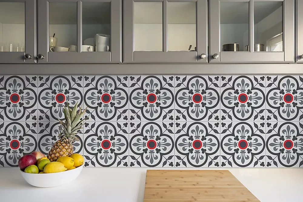 Tulup Dalle Et Lame Pvc<Carreaux vinyle 30x30 cm Fleurs et motifs royaux 9 pcs