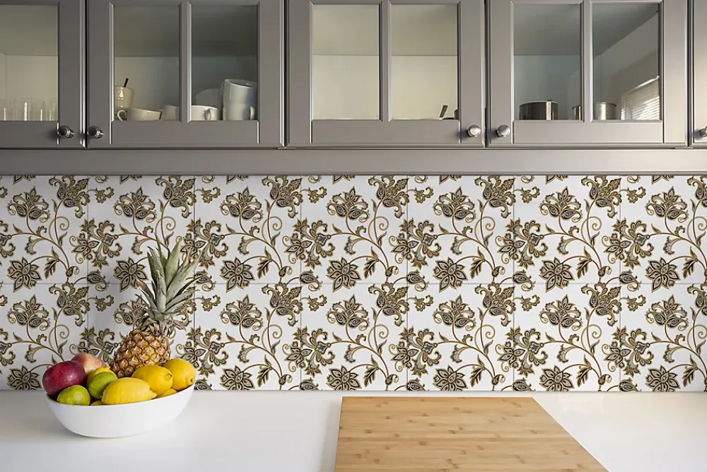 Tulup Carreaux vinyle 30x30 cm Décoration florale 9 pcs- Dalle Et Lame Pvc