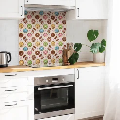 Tulup Carreaux vinyle 30x30 cm Beignets et café de dessins animés 9 pcs- Dalle Et Lame Pvc