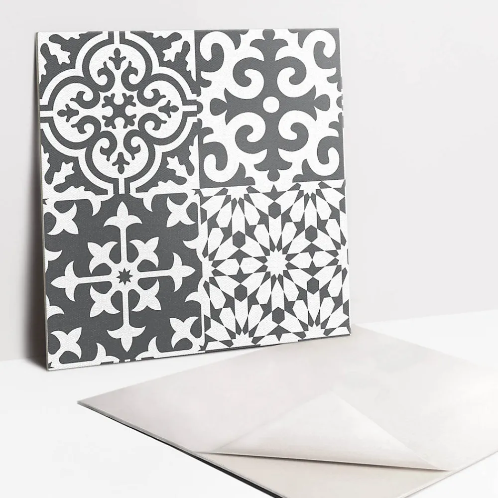 Tulup Carreaux vinyle 30x30 cm Carreaux gris à motif portugais 9 pcs- Dalle Et Lame Pvc