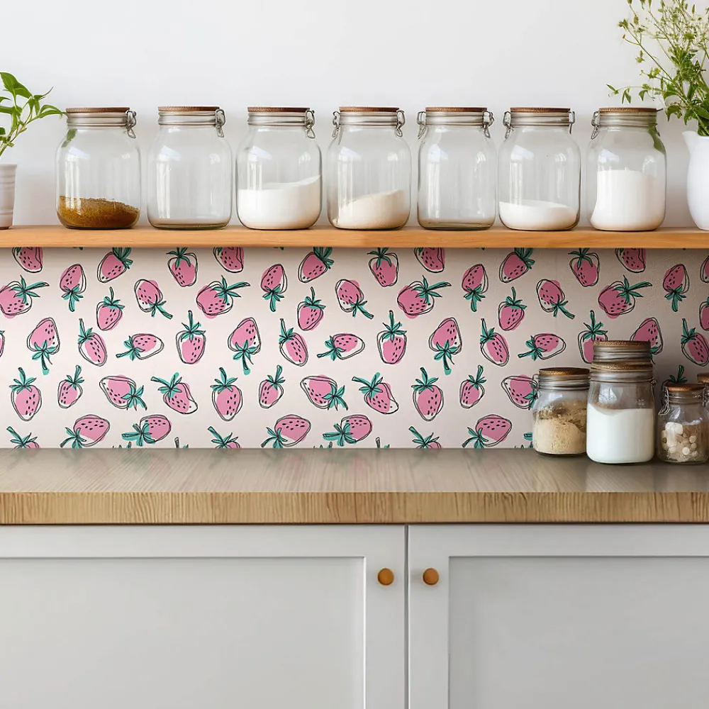 Tulup Dalle Et Lame Pvc<Carreaux vinyle 30x30 cm Fraises roses 9 pcs