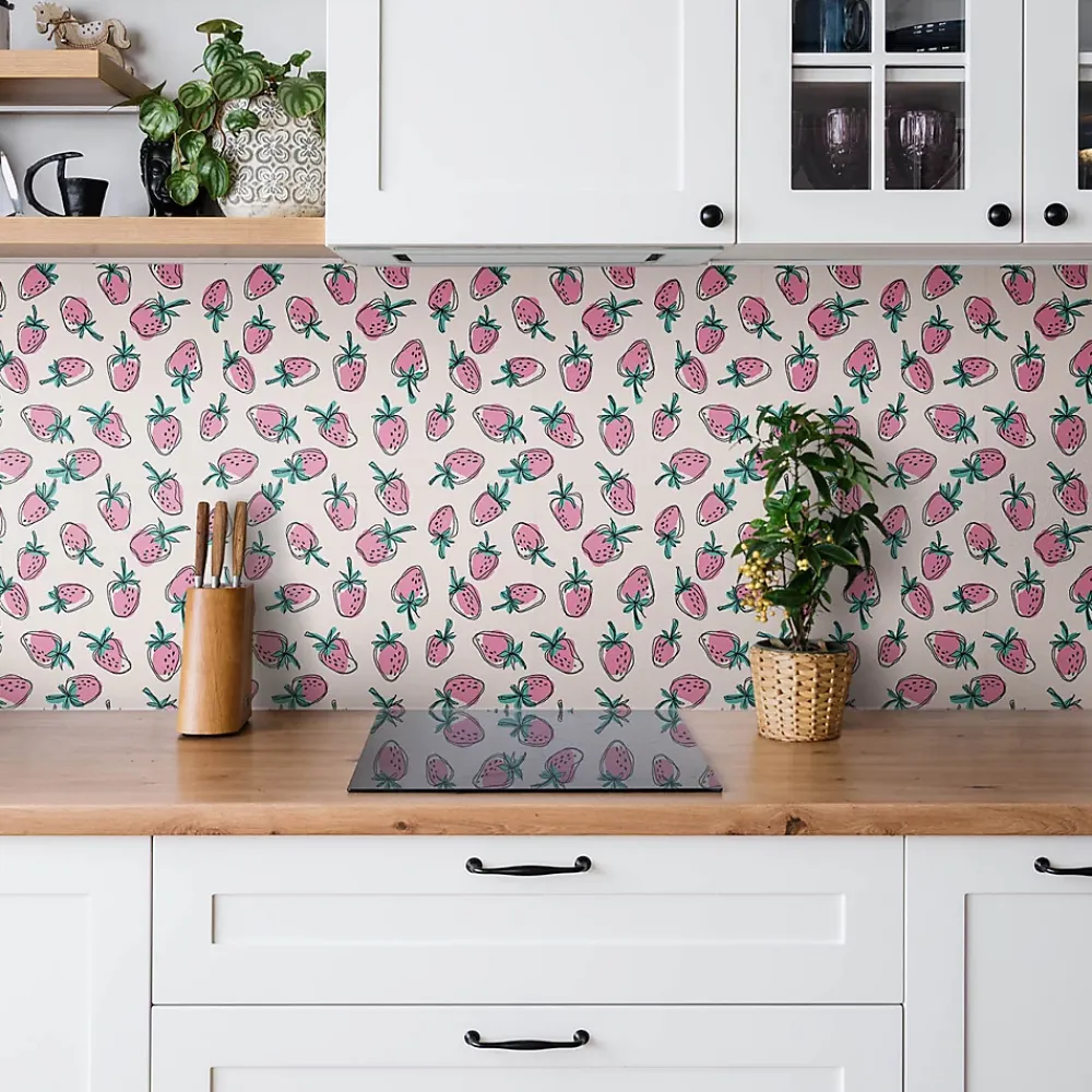 Tulup Dalle Et Lame Pvc<Carreaux vinyle 30x30 cm Fraises roses 9 pcs