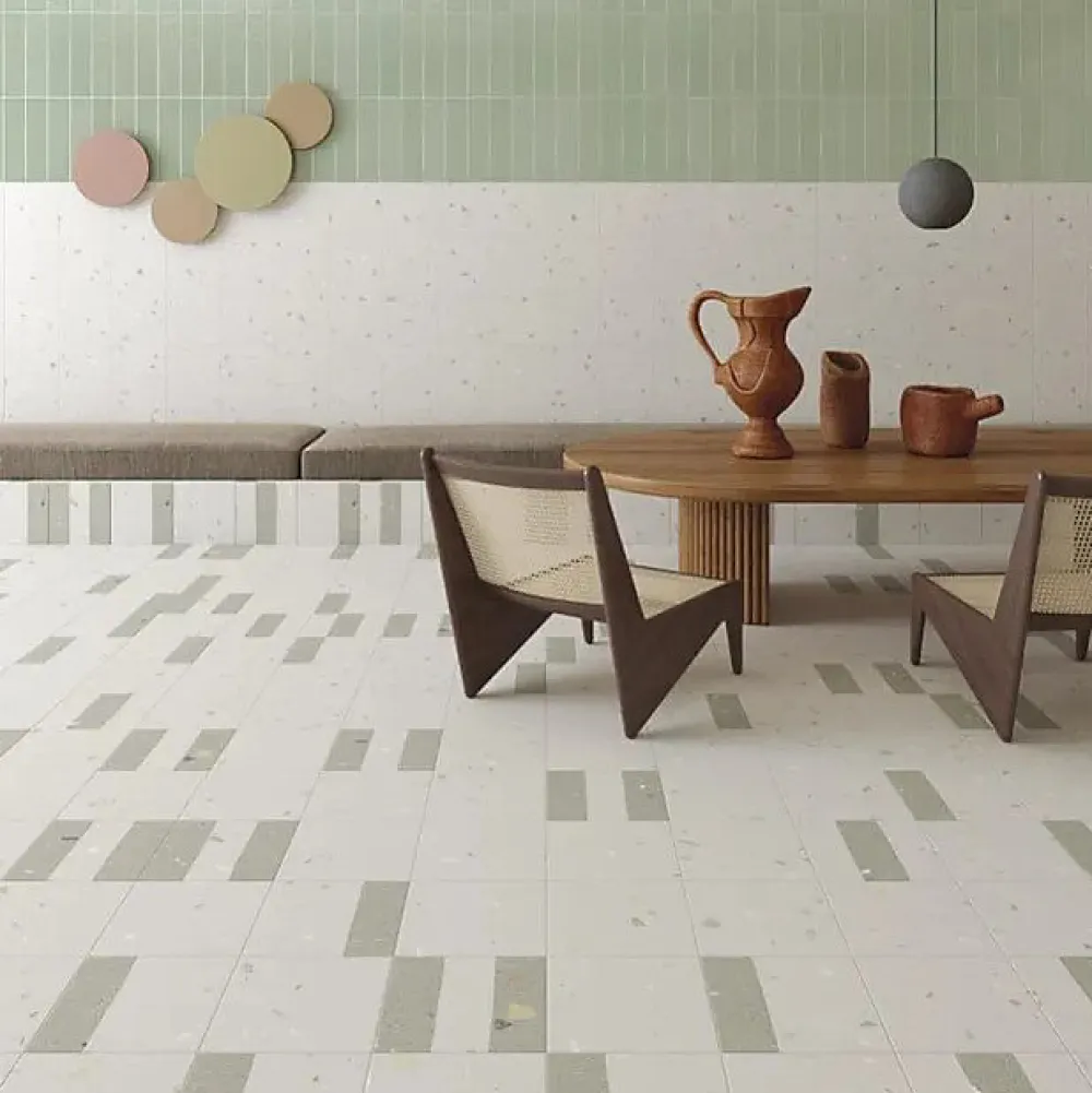 Tinker Carrelage Aspect terrazzo Aroma vert grain 20x20 cm- Carrelage Sol Effet Terrazzo