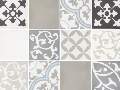 Carrelage Signature Carrelage carreau ciment 20x20 cm décor Patchwork 12 Pieces Mix - vendu par boite de 0,48 m2 soit 12 carreaux -- Carrelage Sol Uni|Carrelage Sol Pour Wc