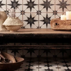 Concept Mosaïque Carrelage Sol Effet Carreaux De Ciment<Carrelage carreaux de ciment FS STAR Black LT 45x45 Etoile noire texturee