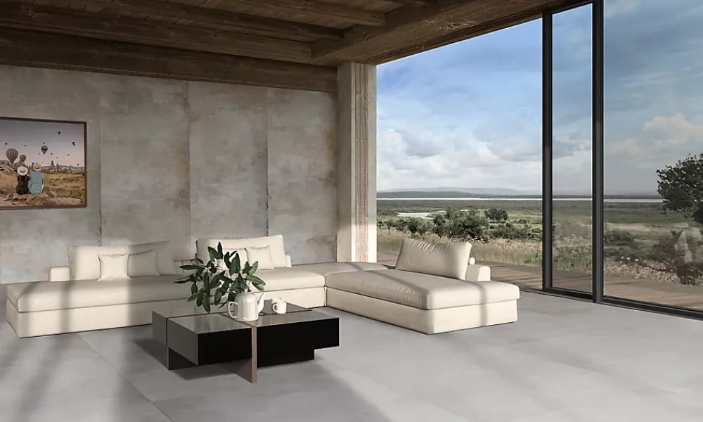 Energie Ker Carrelage City Plaster Graffiti white - Mat 120 x 60cm ( vendu par boite de 1,44 m² )- Carrelage Sol Effet Métal
