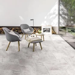 Codicer Carrelage Crosscut 44x66 Silver - Mat 66 x 44cm ( vendu par boite de 1,16 m² )- Carrelage Sol Effet Pierre