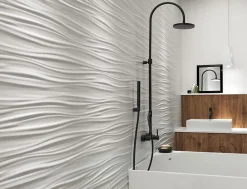 Ro'Ma Carrelage Carrelage Mural Uni<Carrelage 3D Blanc Wave 80x40x1 cm Mat Cavaro - Mur intérieur (vendu par carton de 1,28 m²) -