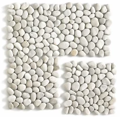 Pegane Mosaïque Pour Douche<Carrelage de mosaïque / Galet de mer / Maille décorative aspect pierre blanc mat - 33x33 cm