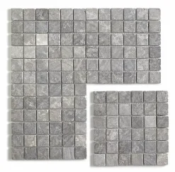 Pegane Carrelage de mosaïque (Boite de 1m²) / Plaque mosaïque mur et sol en marbre naturel, coloris gris mat - 30 x 30 cm- Mosaïque Pour Douche