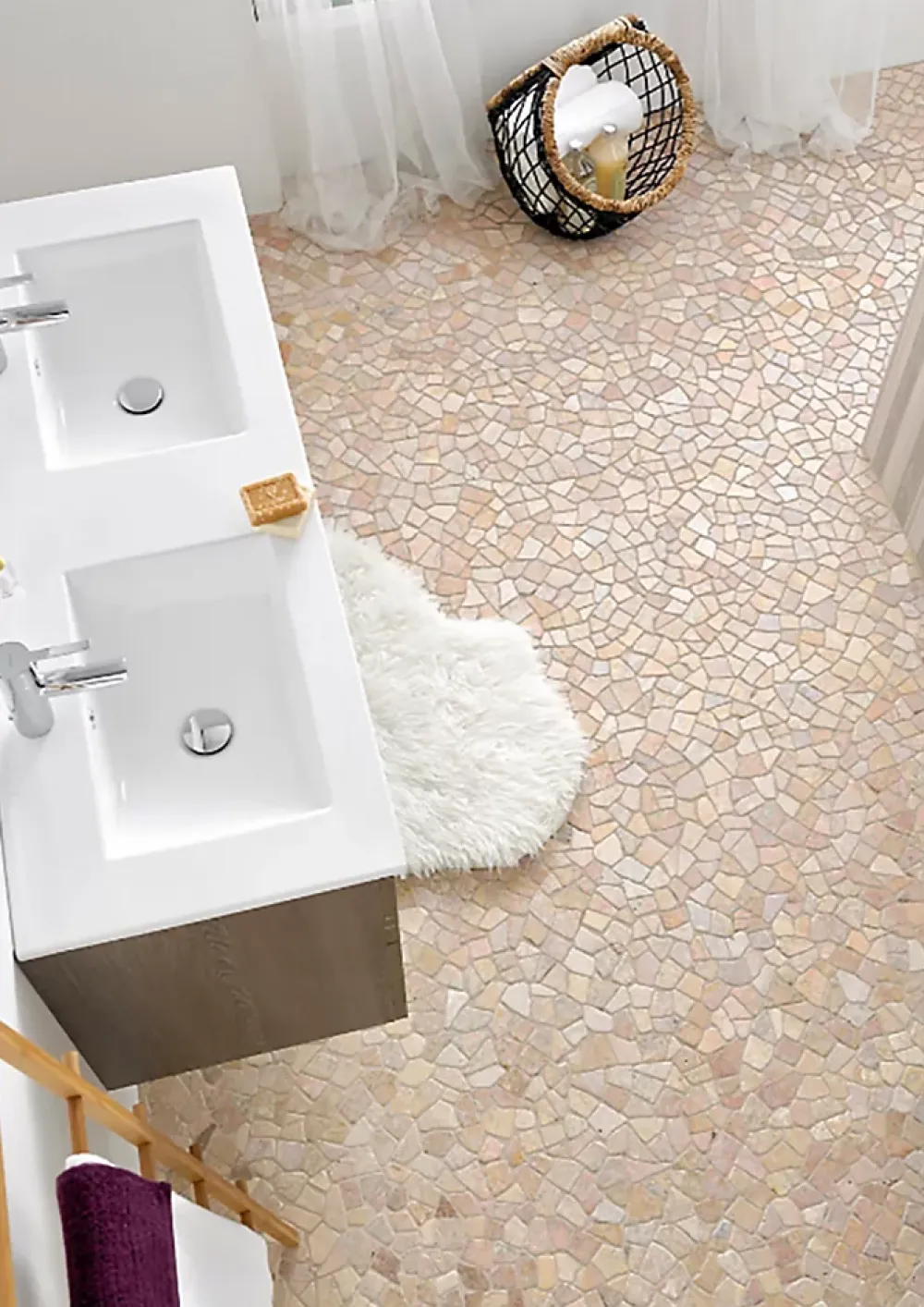 Pegane Mosaïque Pour Douche|Mosaïque Pour Pièce À Vivre<Carrelage de mosaïque (Boite de 1m²)/ Plaque mosaïque mur et sol en marbre naturel coloris rose - 30 x 30 cm