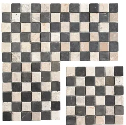 Pegane Carrelage de mosaïque (Boite de 1m²) / Plaque mosaïque mur et sol en marbre naturel coloris gris foncé et blanc mat- 30 x 30 cm- Mosaïque Pour Douche|Mosaïque Pour Salle De Bains