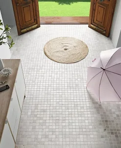 Pegane Carrelage de mosaïque/Plaque mosaïque mur et sol en marbre naturel coloris blanc - 30 x 30 cm- Mosaïque Pour Pièce À Vivre