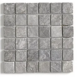 Pegane Mosaïque Pour Douche|Mosaïque Pour Salle De Bains<Carrelage de mosaïque/Plaque mosaïque mur et sol en marbre naturel, coloris gris mat - 30 x 30 cm