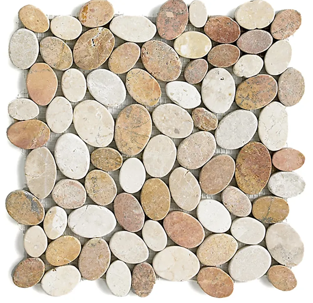 Pegane Carrelage de mosaïque/Plaque mosaïque mur et sol en marbre naturel coloris blanc/beige rosé- 33 x 33 cm- Mosaïque Pour Douche|Mosaïque Pour Wc