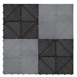 MonsterShop Dalle Pvc Garage<Carrelage de Sol Ventilé Pour Garage Avec Bordure (120 x Noir & 120 Gris)