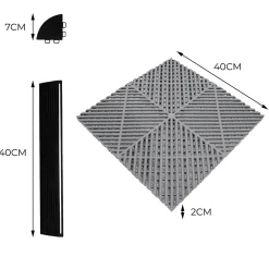 MonsterShop Dalle Pvc Garage<Carrelage de Sol Ventilé Pour Garage Avec Bordure (60 x Bleu & 60 Gris)