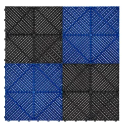 MonsterShop Carrelage de Sol Ventilé Pour Garage Avec Bordure (90 x Bleu & 30 Noir)- Dalle Pvc Garage