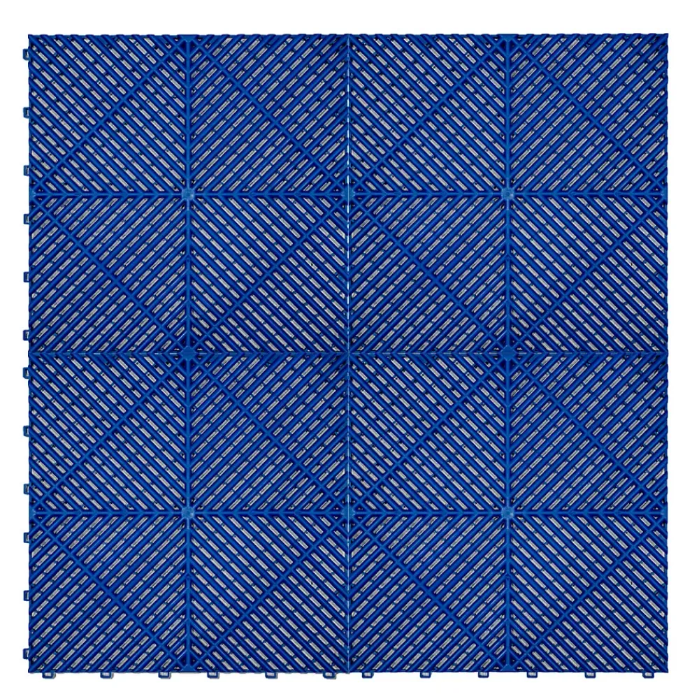MonsterShop Carrelage de Sol Ventilé Pour Garage x120 Avec Bordure (Bleu)- Dalle Pvc Garage