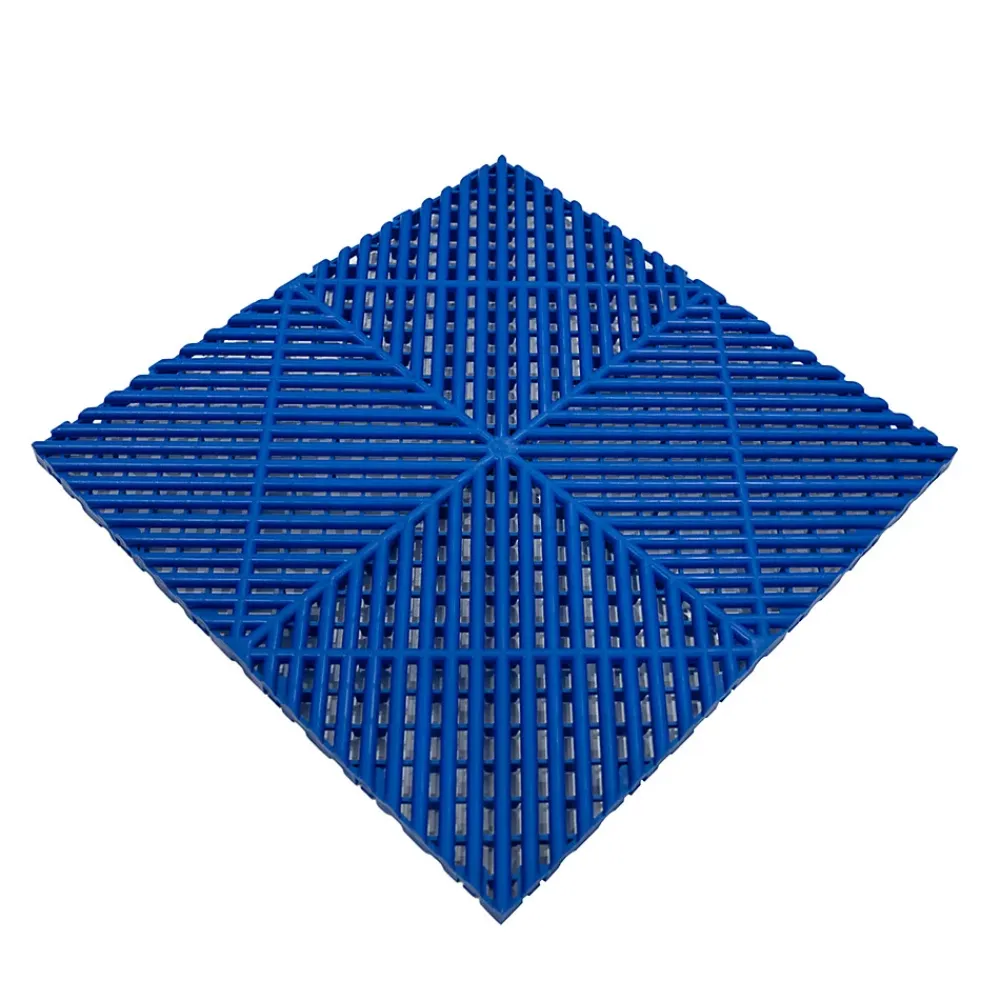 MonsterShop Carrelage de Sol Ventilé Pour Garage x120 Avec Bordure (Bleu)- Dalle Pvc Garage