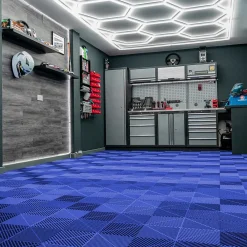 MonsterShop Carrelage de Sol Ventilé Pour Garage x120 Avec Bordure (Bleu)- Dalle Pvc Garage