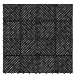 MonsterShop Carrelage de Sol Ventilé Pour Garage x 120 Avec Bordure (Noir)- Dalle Pvc Garage