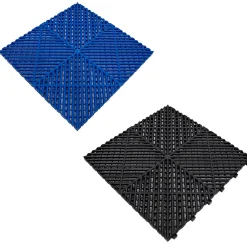 MonsterShop Carrelage de Sol Ventilé Pour Garage Avec Bordure (60 x Noir & 60 Bleu)- Dalle Pvc Garage