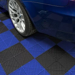 MonsterShop Carrelage de Sol Ventilé Pour Garage Avec Bordure (60 x Noir & 60 Bleu)- Dalle Pvc Garage