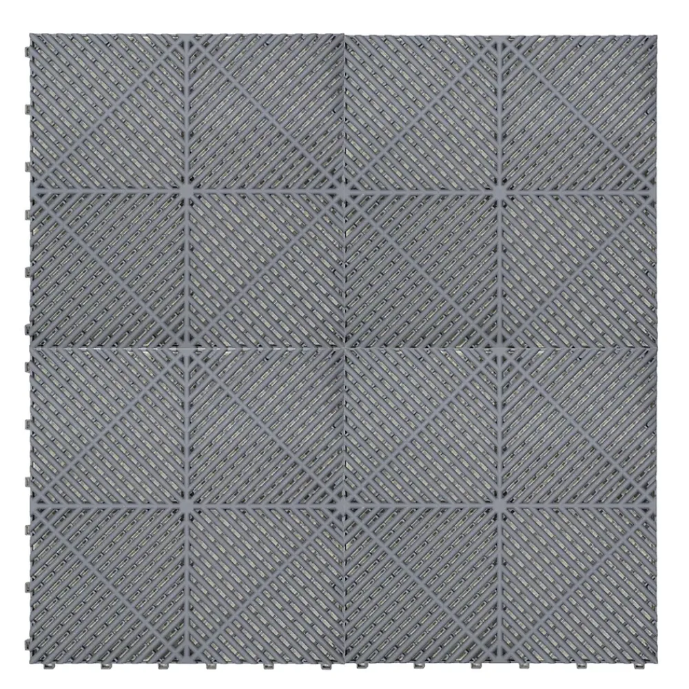 MonsterShop Carrelage de Sol Ventilé Pour Garage x120 Avec Bordure (Gris)- Dalle Pvc Garage