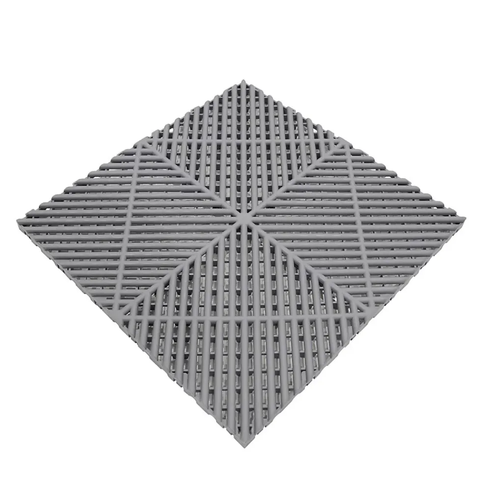 MonsterShop Carrelage de Sol Ventilé Pour Garage x120 Avec Bordure (Gris)- Dalle Pvc Garage