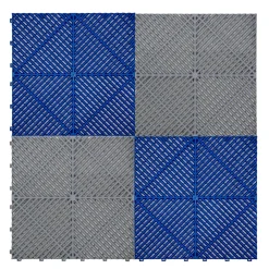 MonsterShop Dalle Pvc Garage<Carrelage de Sol Ventilé Pour Garage Avec Bordure (165 x Gris & 60 Bleu)