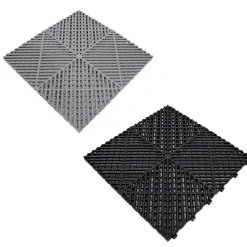 MonsterShop Carrelage de Sol Ventilé Pour Garage Avec Bordure (165 x Noir & 60 Gris)- Dalle Pvc Garage