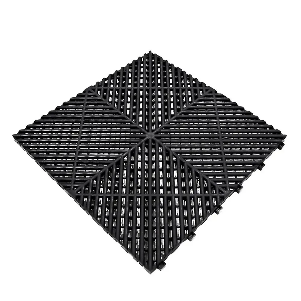 MonsterShop Dalle Pvc Garage<Carrelage de Sol Ventilé Pour Garage x225 Avec Bordure (Noir)