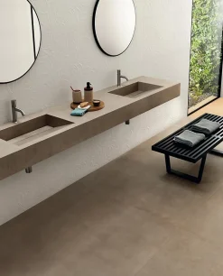 Ro'Ma Carrelage Carrelage effet Béton Beige Terre 120x120x0,6 cm Mat Vetrano - Sol et mur intérieur (vendu par carton de 2,88 m²) - RO'MA CARRELAG- Carrelage Sol Effet Béton