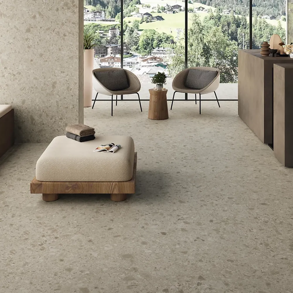 Ro'Ma Carrelage Carrelage effet Béton Beige Terre 278x120x0,6 cm Mat Vetrano - Mur intérieur (vendu par carton de 3,336 m²) -- Carrelage Mural Effet Béton