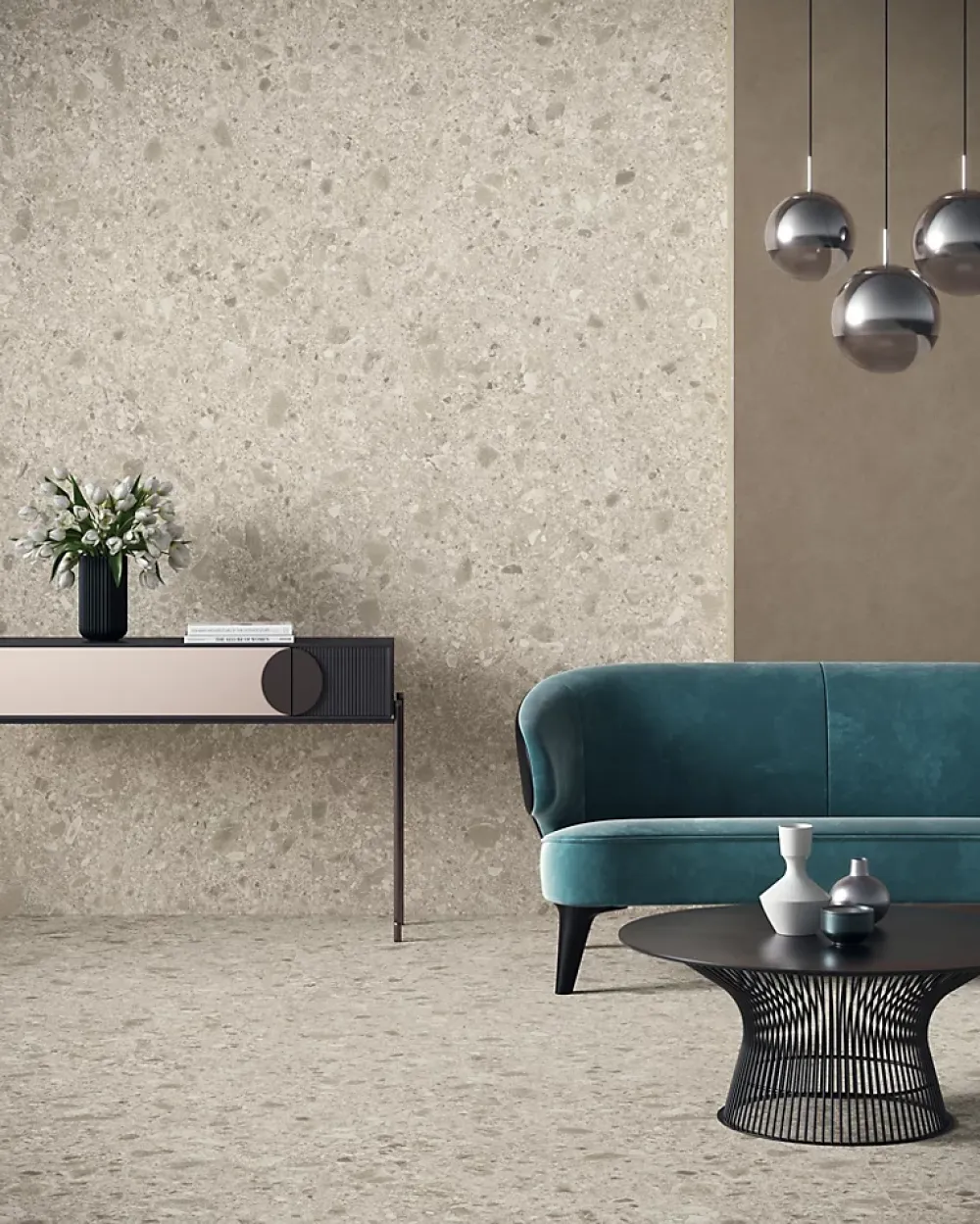 Ro'Ma Carrelage Carrelage effet Béton Brun Sable 278x120x0,6 cm Mat Benzaro - Mur intérieur (vendu par carton de 3,336 m²) -- Carrelage Mural Effet Béton
