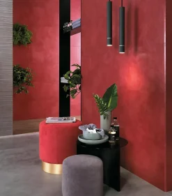 Ro'Ma Carrelage Carrelage effet Béton Rouge 80x40x0,85 cm Mat Gravino - Mur intérieur (vendu par carton de 1,28 m²) -- Carrelage Mural Effet Béton