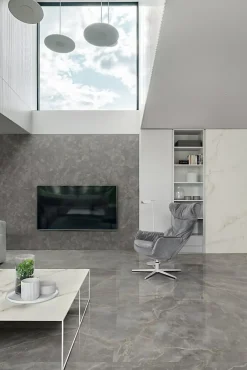 Ro'Ma Carrelage Carrelage effet Marbre Blanc Calacatta Divino 278x120x0,6 cm Silk Montira - Mur intérieur (vendu par carton de 3,336 m²) - RO'MA C- Carrelage Mural Effet Marbre