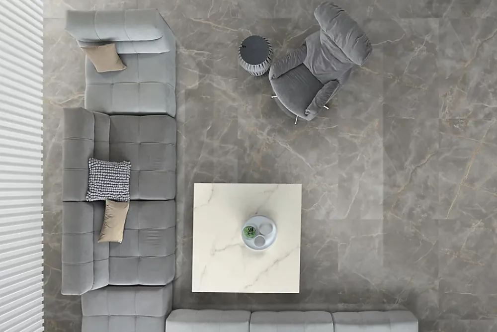 Ro'Ma Carrelage Carrelage effet Marbre Blanc Calacatta Divino 120x120x0,9 cm Silk Montira - Sol et mur intérieur (vendu par carton de 2,88 m²) - R- Carrelage Sol Effet Marbre