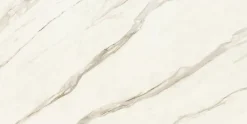 Ro'Ma Carrelage Carrelage effet Marbre Blanc Calacatta Sublime 240x120x0,9 cm Brillant Orsiano - Mur intérieur (vendu par carton de 2,88 m²) - RO'- Carrelage Mural Effet Marbre